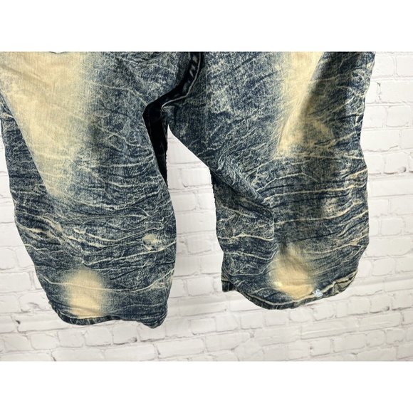 Dash American Designers Very Distressed Dark Blue Acid Wash Men’s Shorts (34x11) - Picture 8 of 11